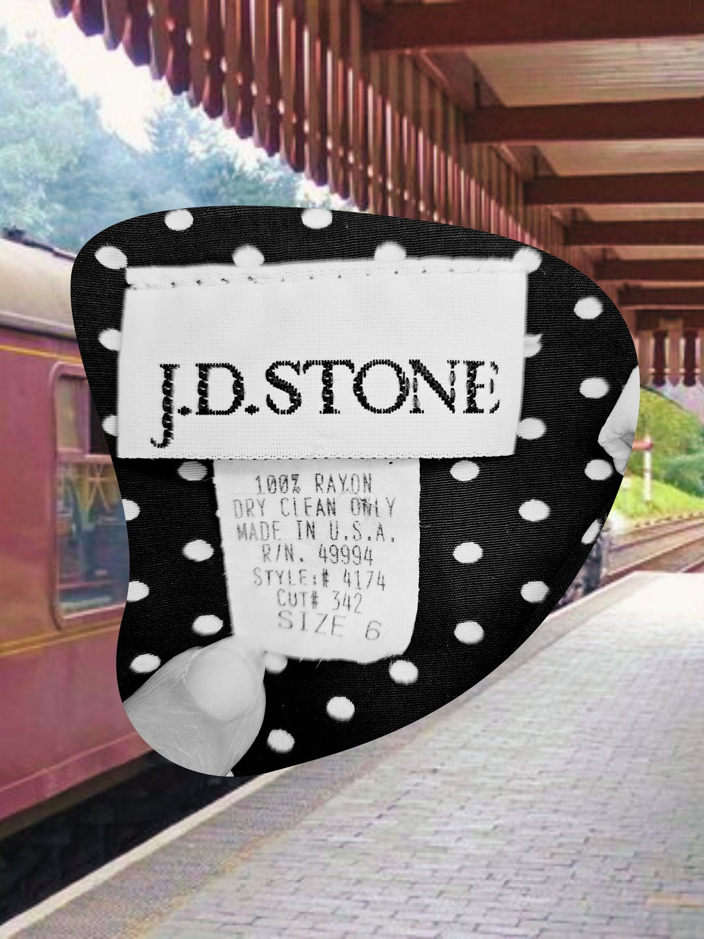 SOLD - Vintage 1980's "J.D. Stone" Polka Dot 1940's Style Dress