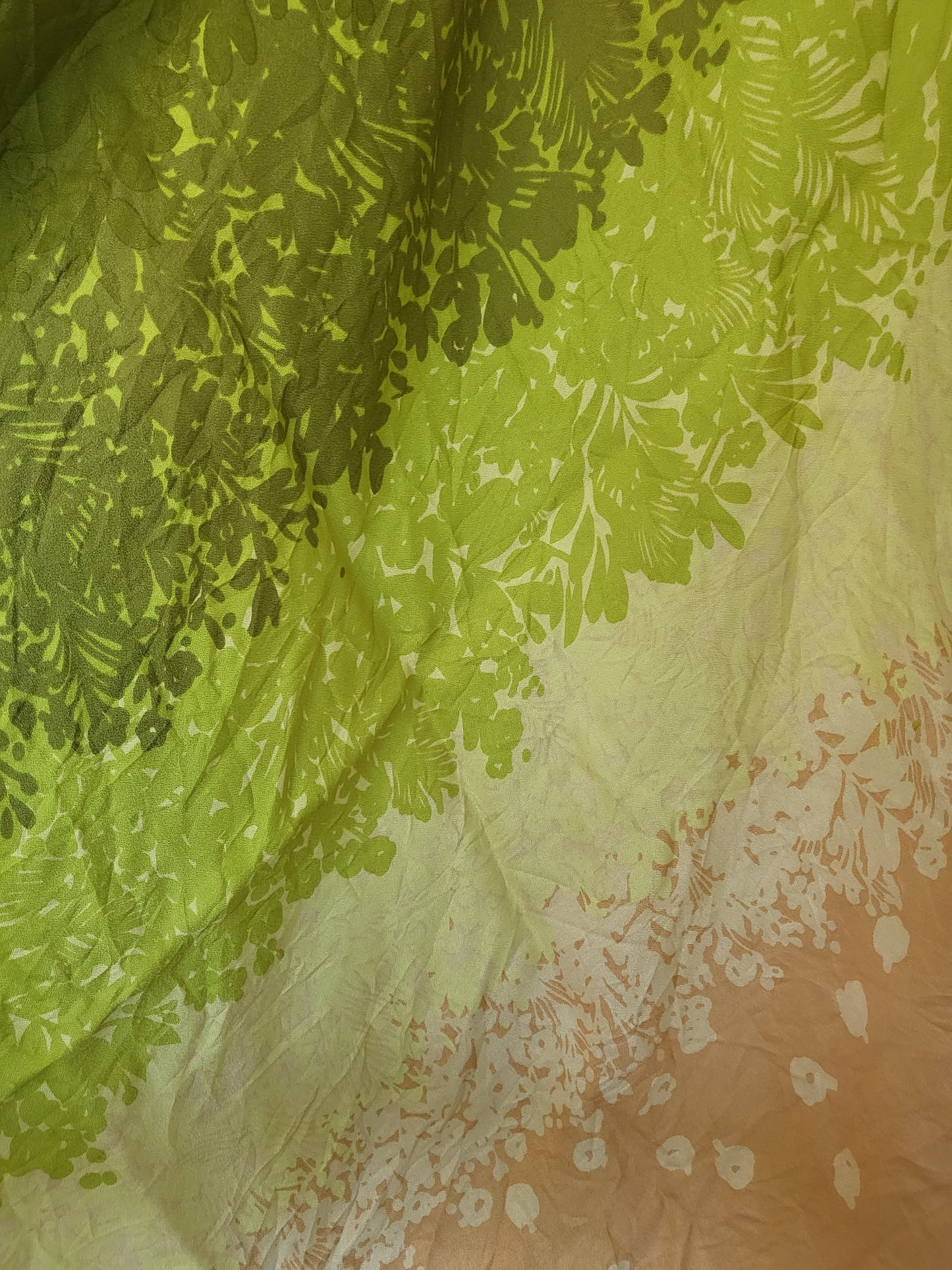 SOLD - Vintage Eastman MFG, Co. Square Scarf-Green and Peach Floral