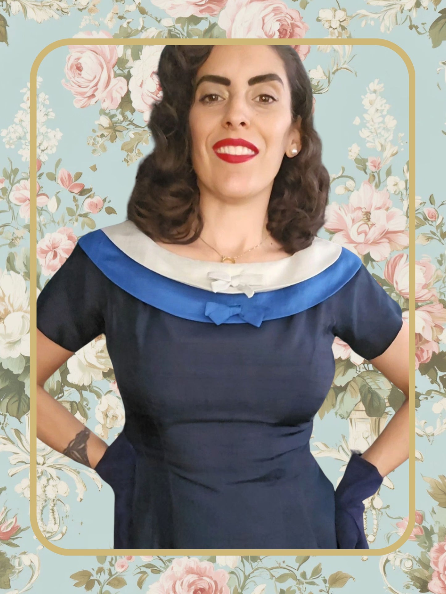 Vintage Navy Silk Wiggle Dress