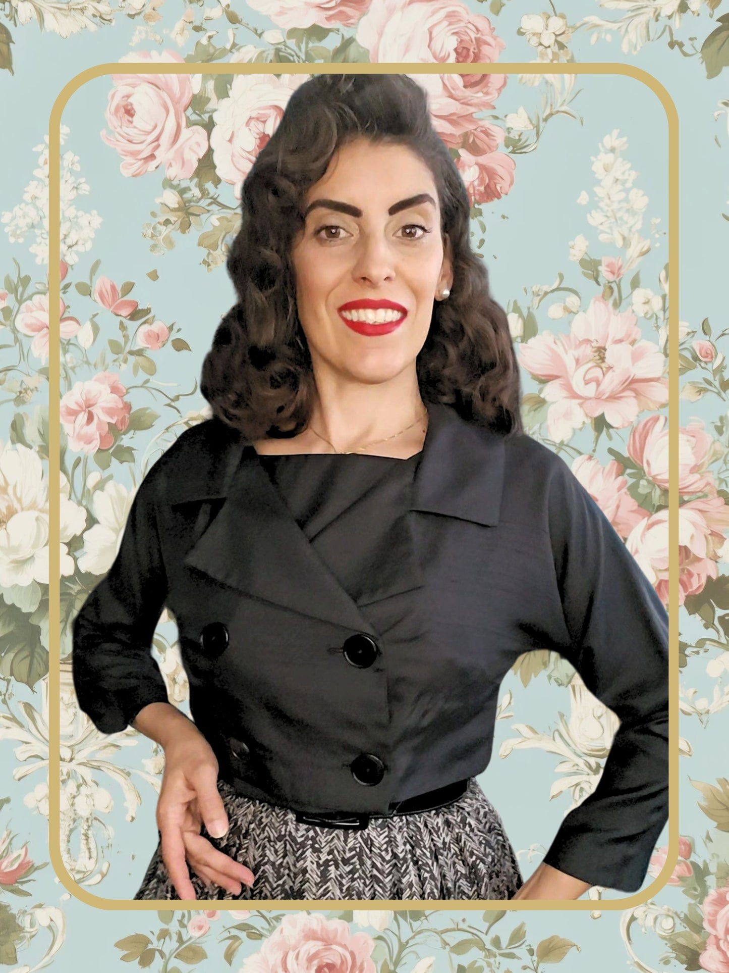Vintage Color Block Dress & Bolero Set
