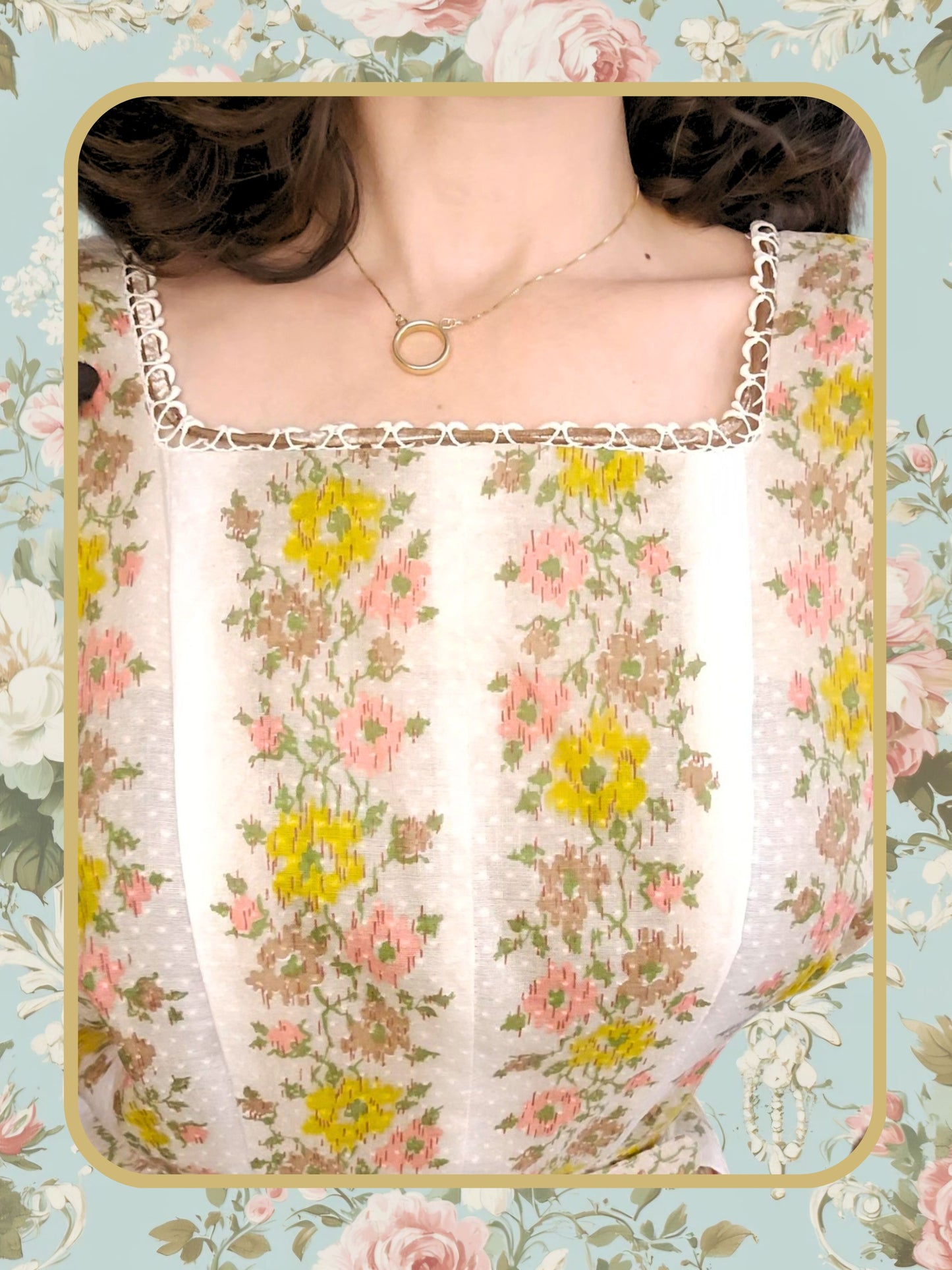 Vintage Swiss Dot Floral Dress