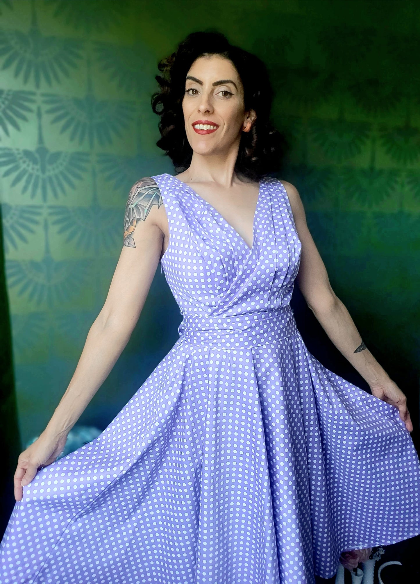 Julie Polka Dot Dress - Lavender
