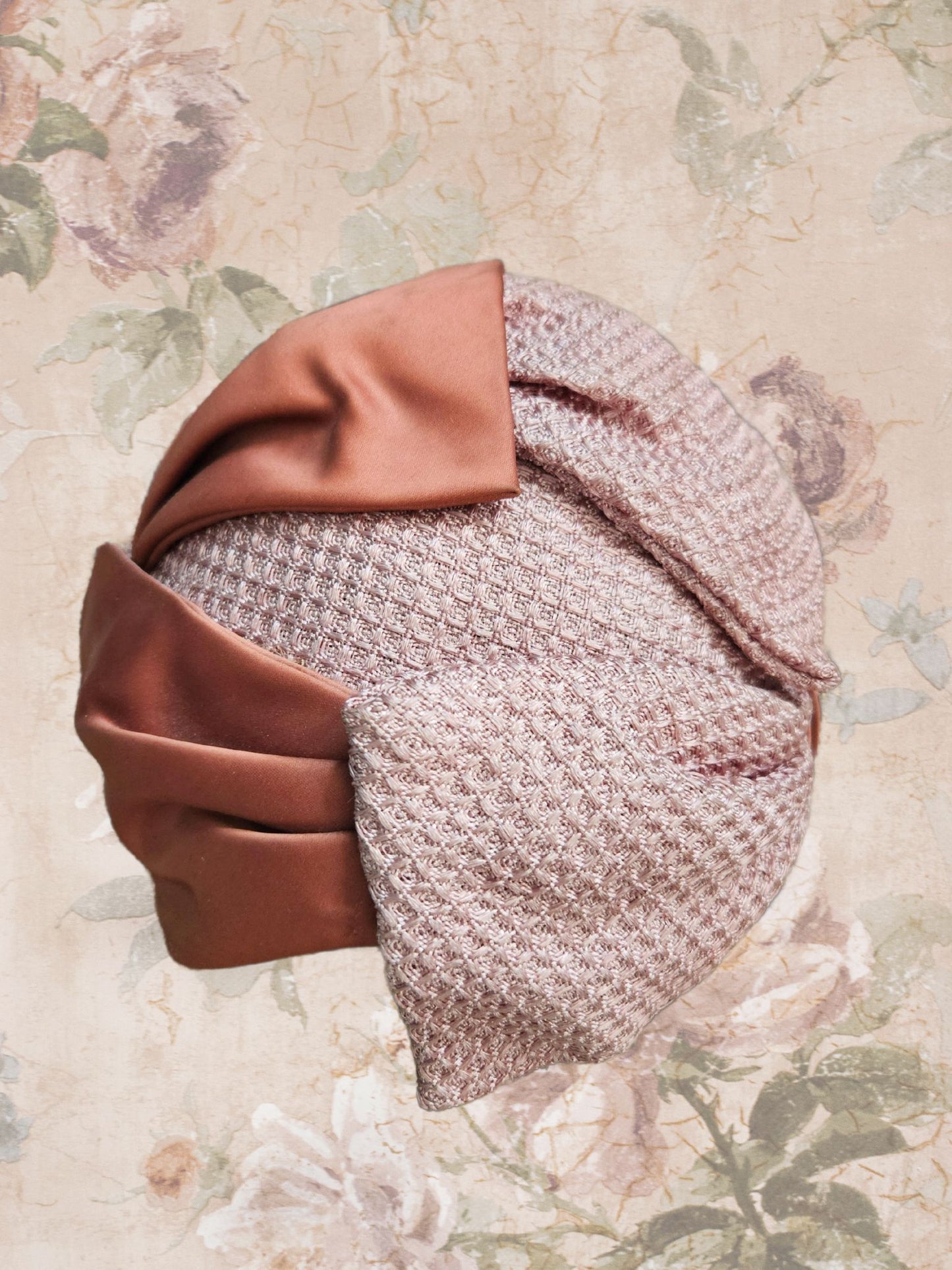 Vintage Mauve Bow Half Hat