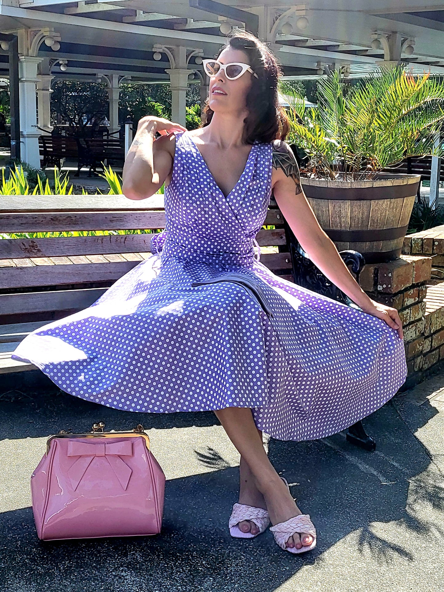 Julie Polka Dot Dress - Lavender