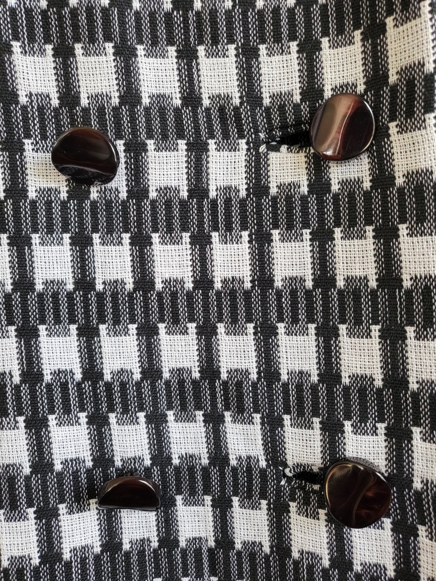 SOLD - Vintage 1960's Black and White Check Shift Dress with Coordinating Coat