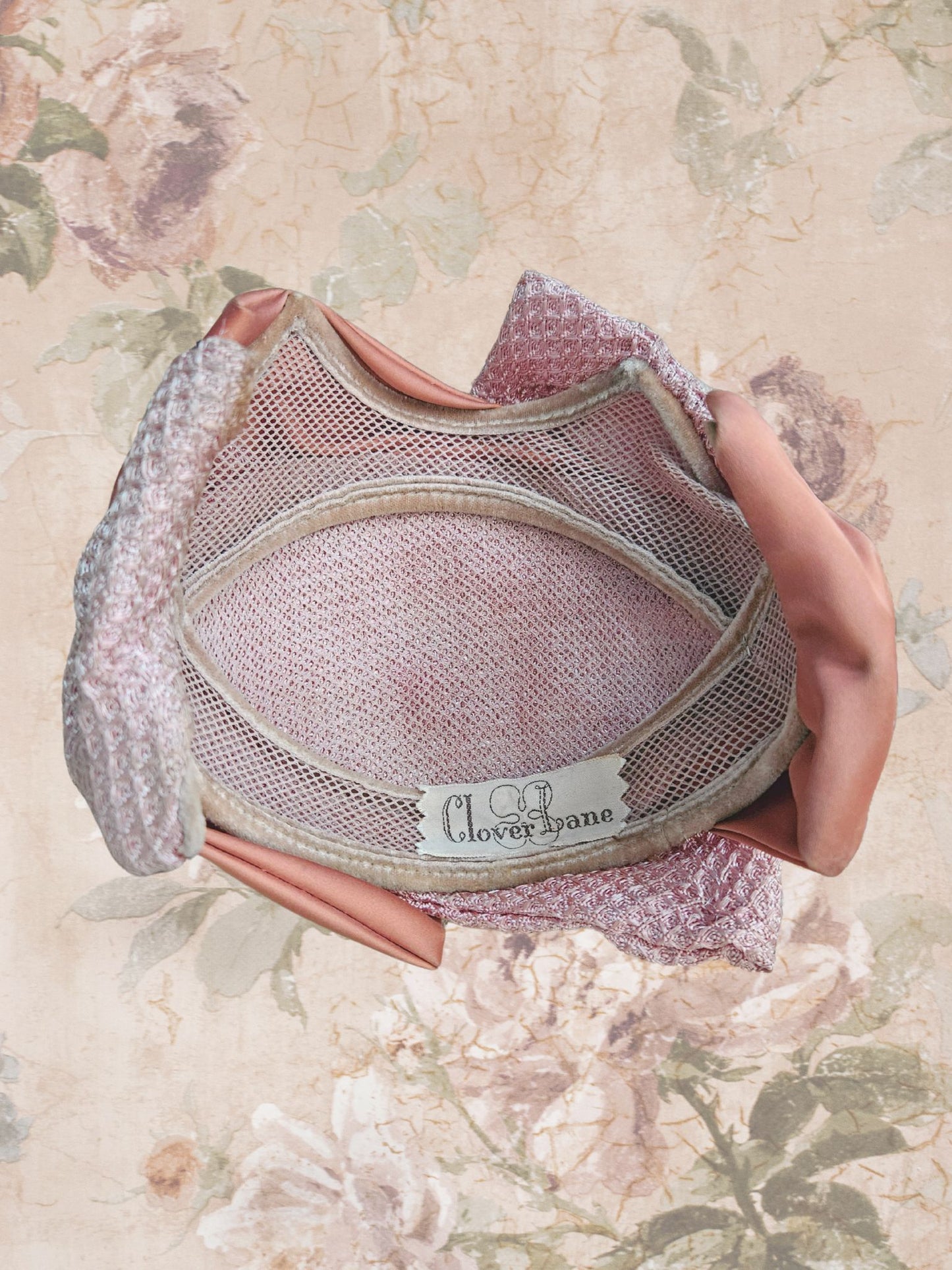 Vintage Mauve Bow Half Hat