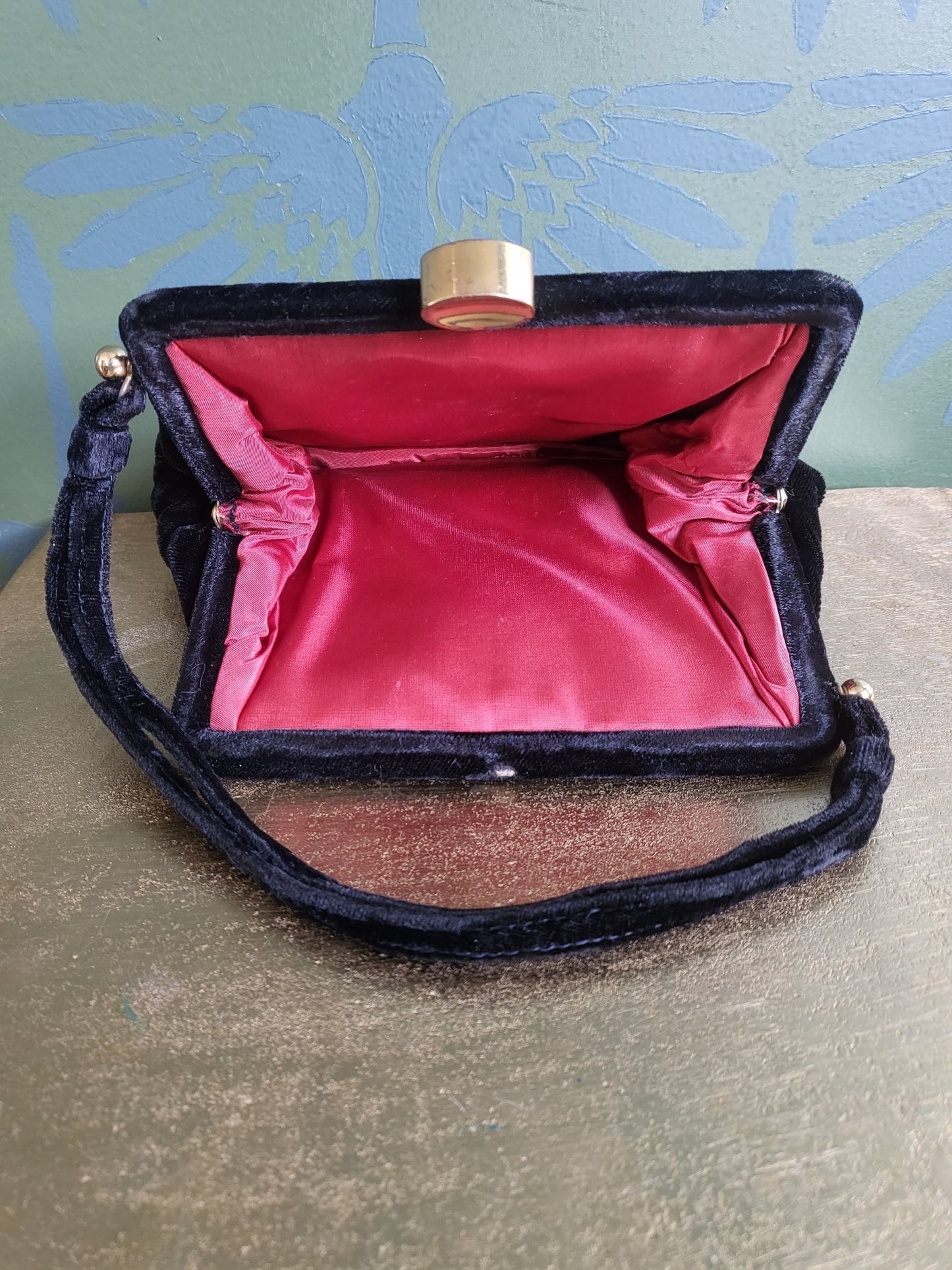 SOLD - Vintage 1940's-1950's Black Velvet Evening Bag