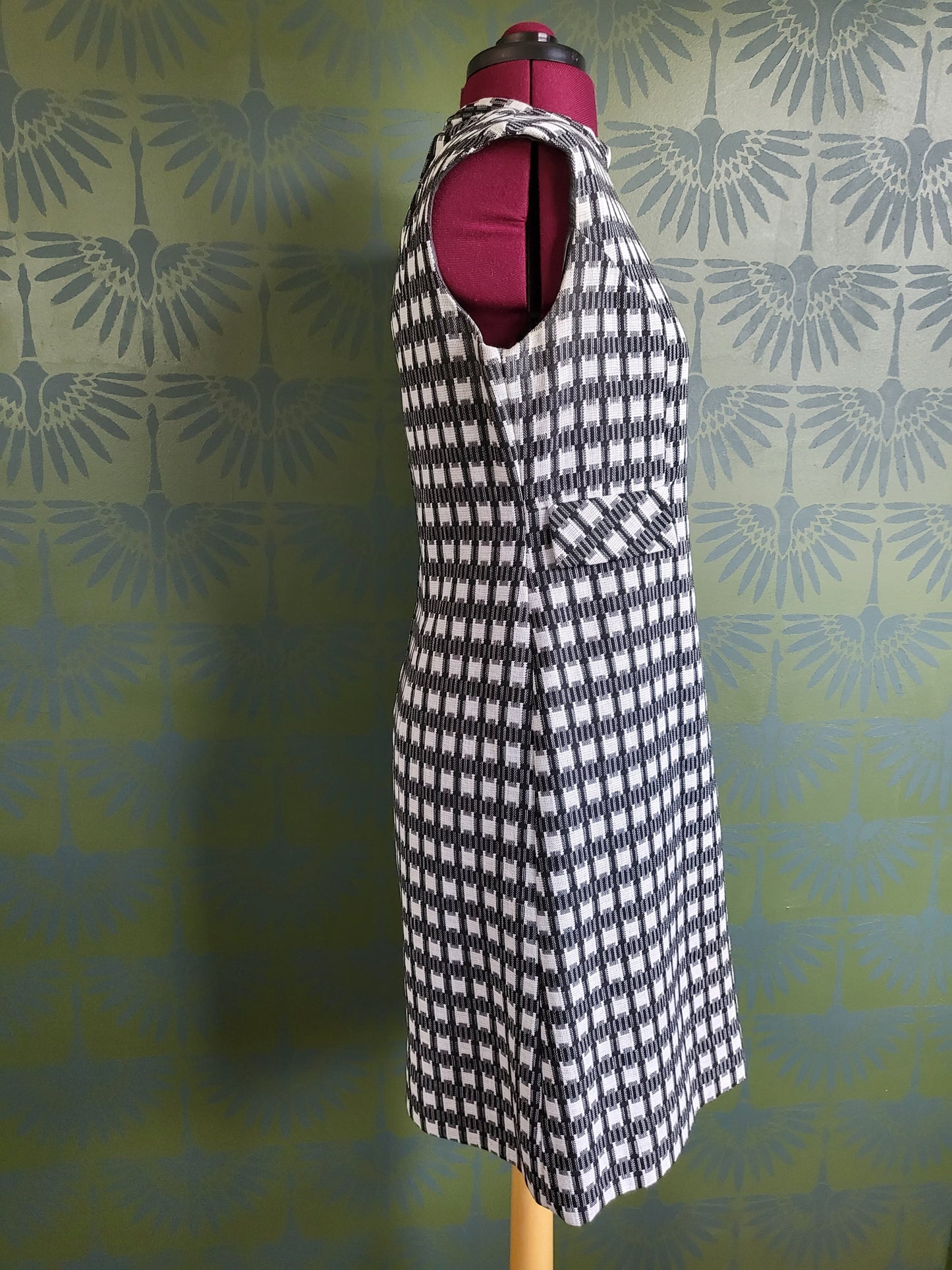 SOLD - Vintage 1960's Black and White Check Shift Dress with Coordinating Coat
