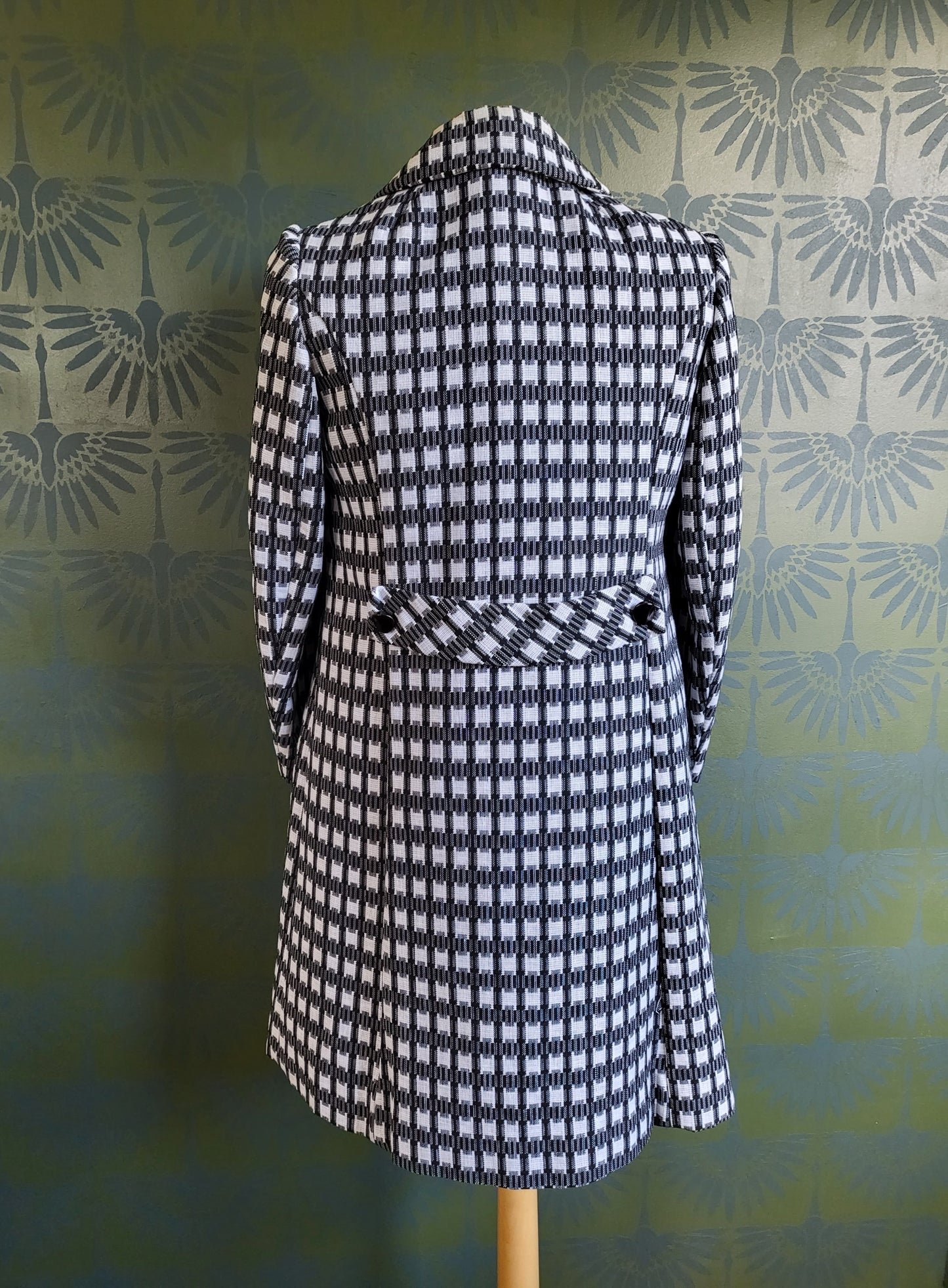 SOLD - Vintage 1960's Black and White Check Shift Dress with Coordinating Coat