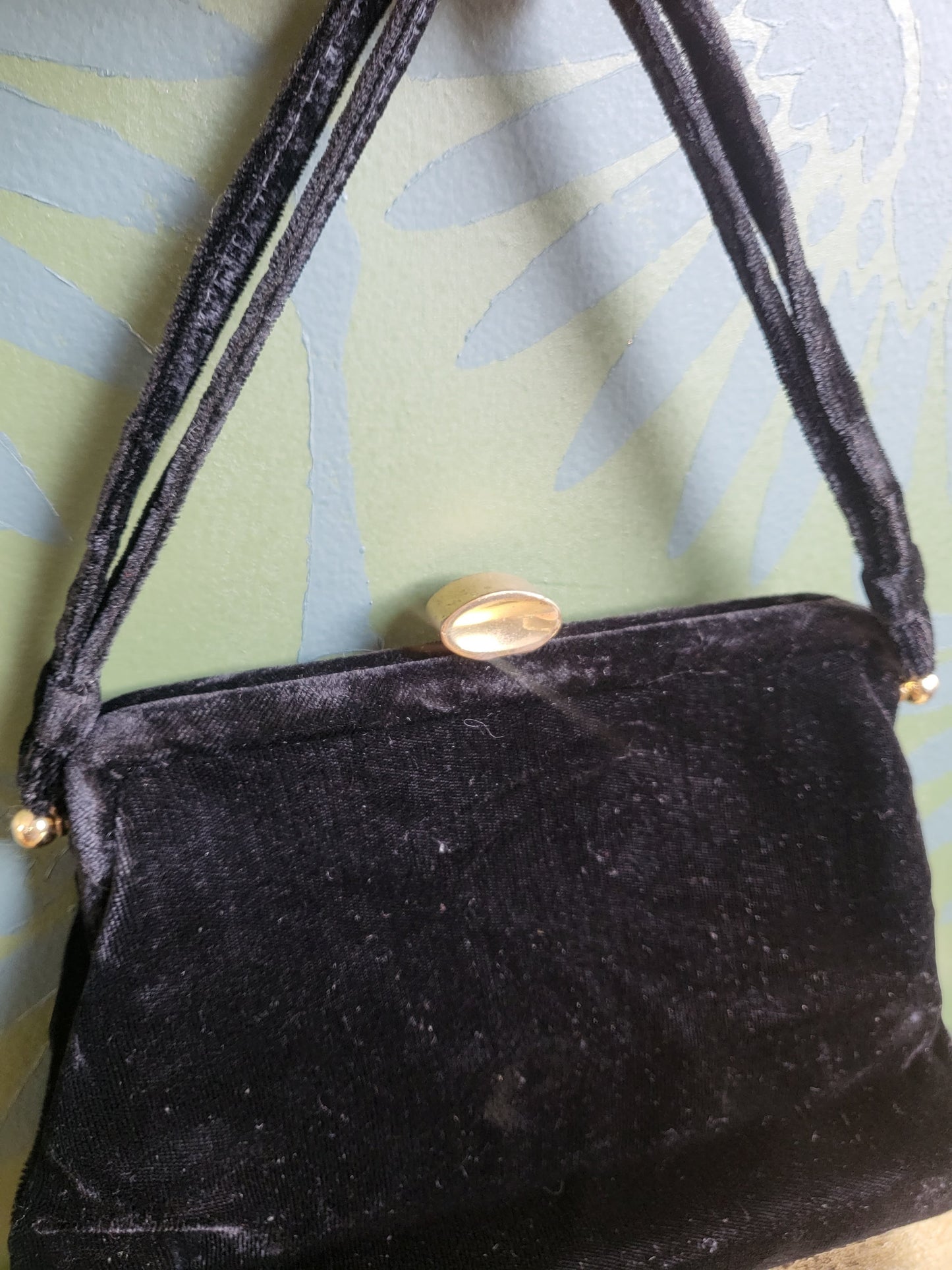 SOLD - Vintage 1940's-1950's Black Velvet Evening Bag