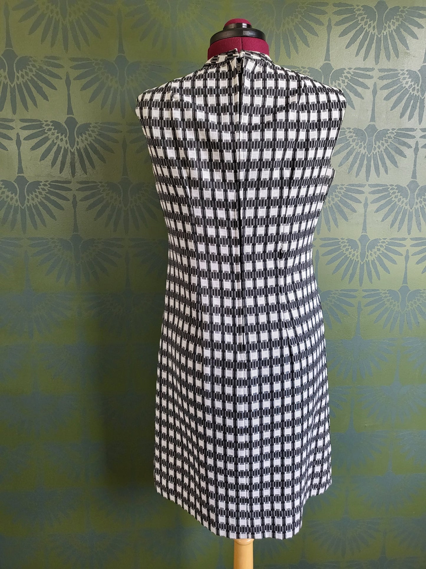 SOLD - Vintage 1960's Black and White Check Shift Dress with Coordinating Coat