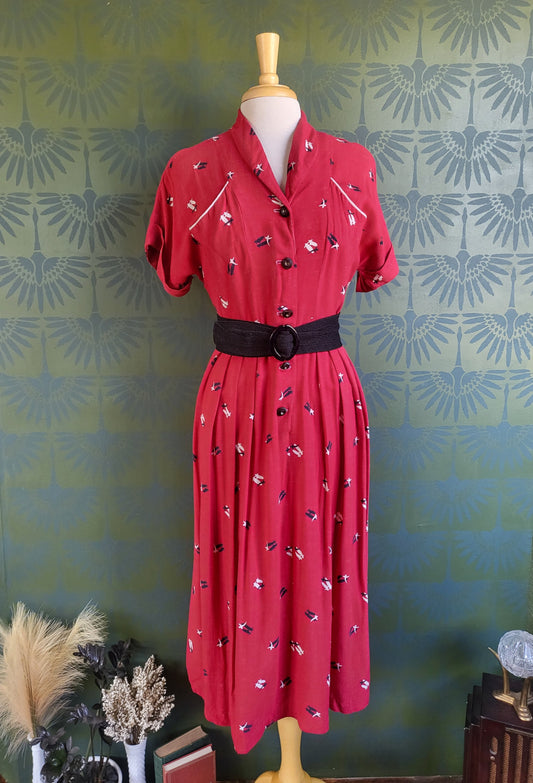 SOLD - Vintage 1940-1950's Shirtwaist Day Dress