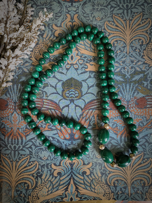 STYLE 7013 - Vintage Green Malachite Beaded Necklace