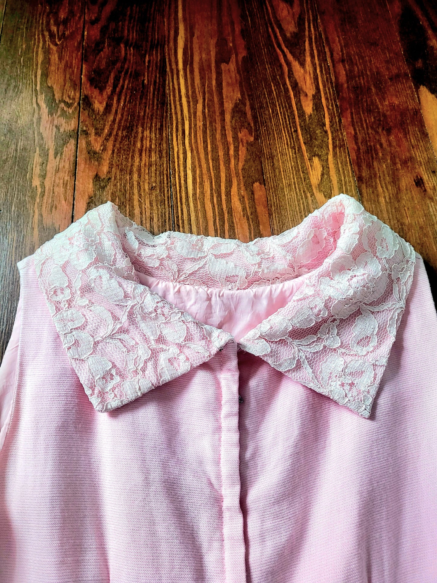 Vintage 1960's Pale Pink with Pink Lace Trim