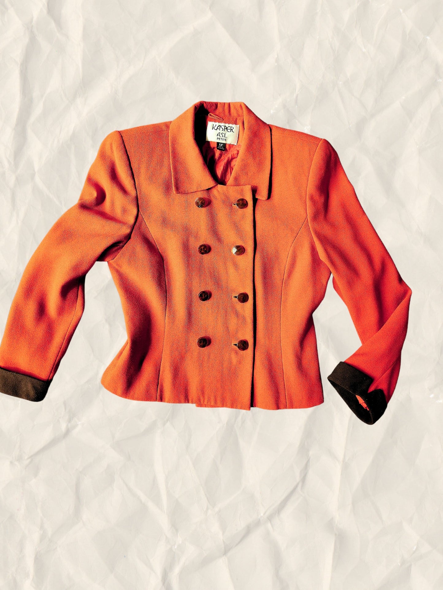 SOLD - Vintage 1980's "Kasper ASL" Petite Pumpkin Orange Blazer