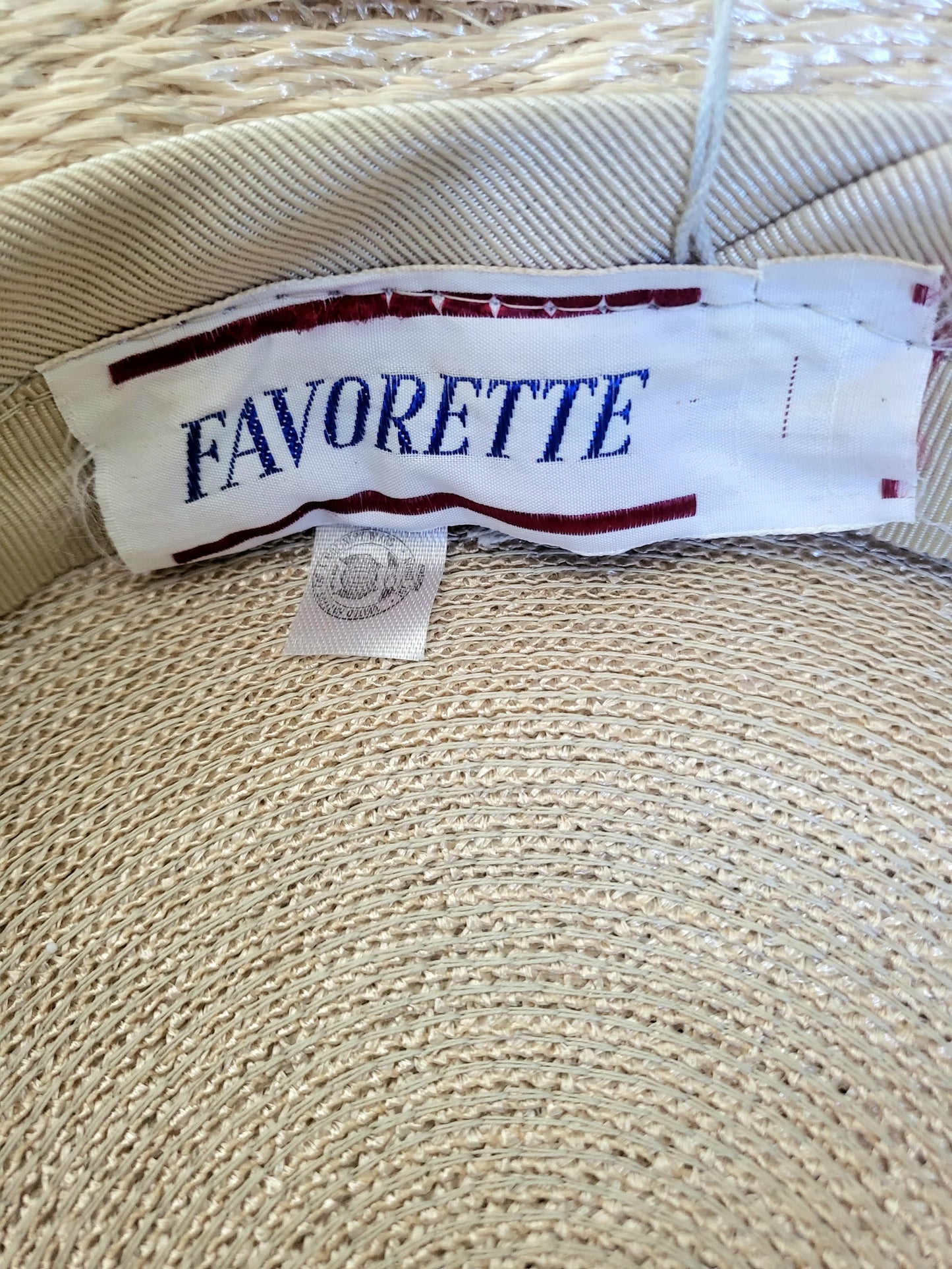 HAT38 - Vintage 1950's-1960's Favorette Woven Cream Straw Beret with Tassels