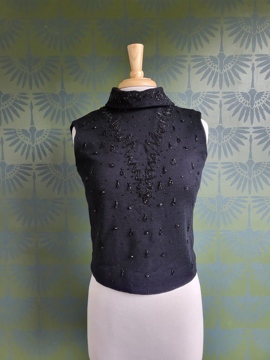 SOLD - Vintage 1950's-1960's Sleeveless Beaded Top