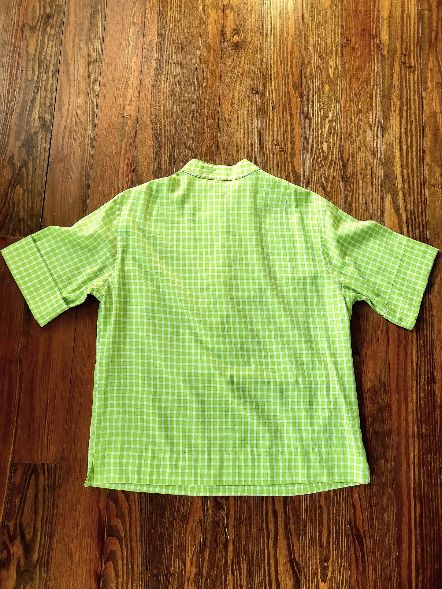 Vintage 1950's-1960's Lime Green Check Blouse