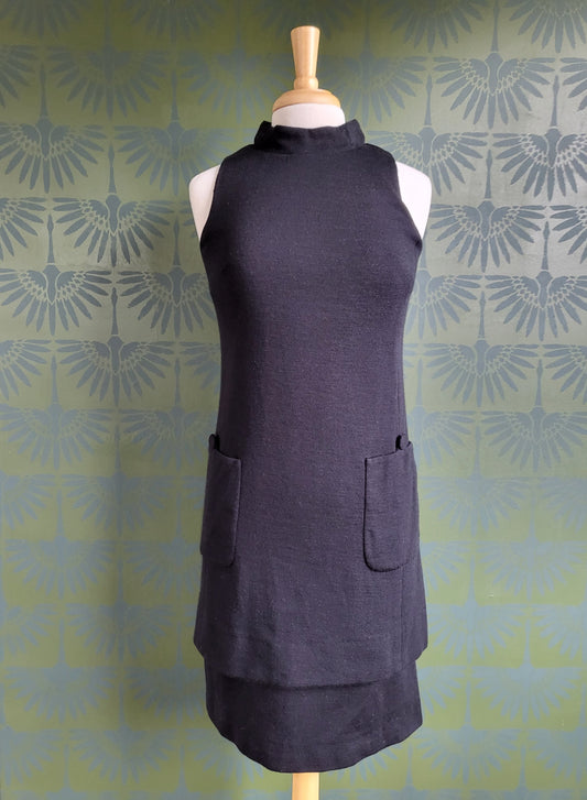 SOLD - Vintage 1960's "Guy D." Black Shift Dress