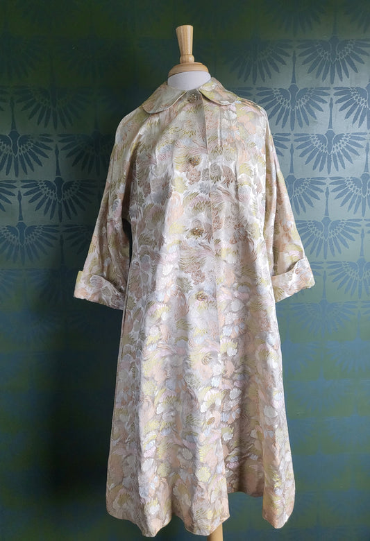 SOLD - Vintage 1950's-1960's Maxan Floral Satin Evening Coat