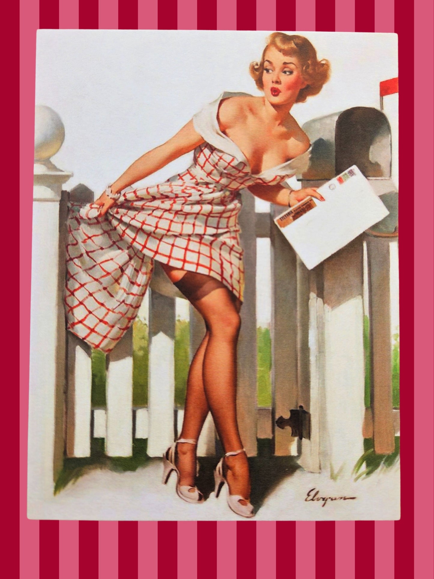 SOLD - Vintage Handkerchief Pinup Card