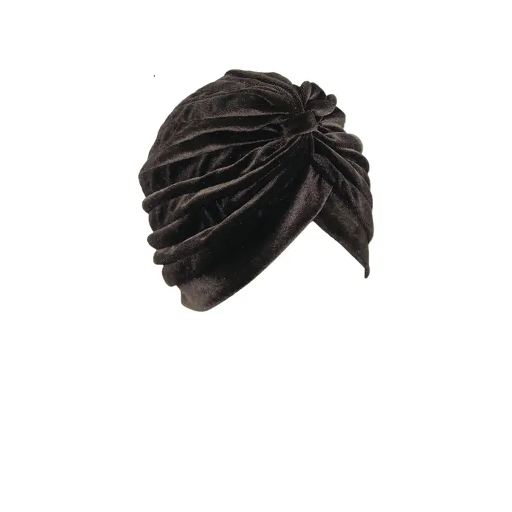 HAT66 - Velvet Turban -Chocolate Brown