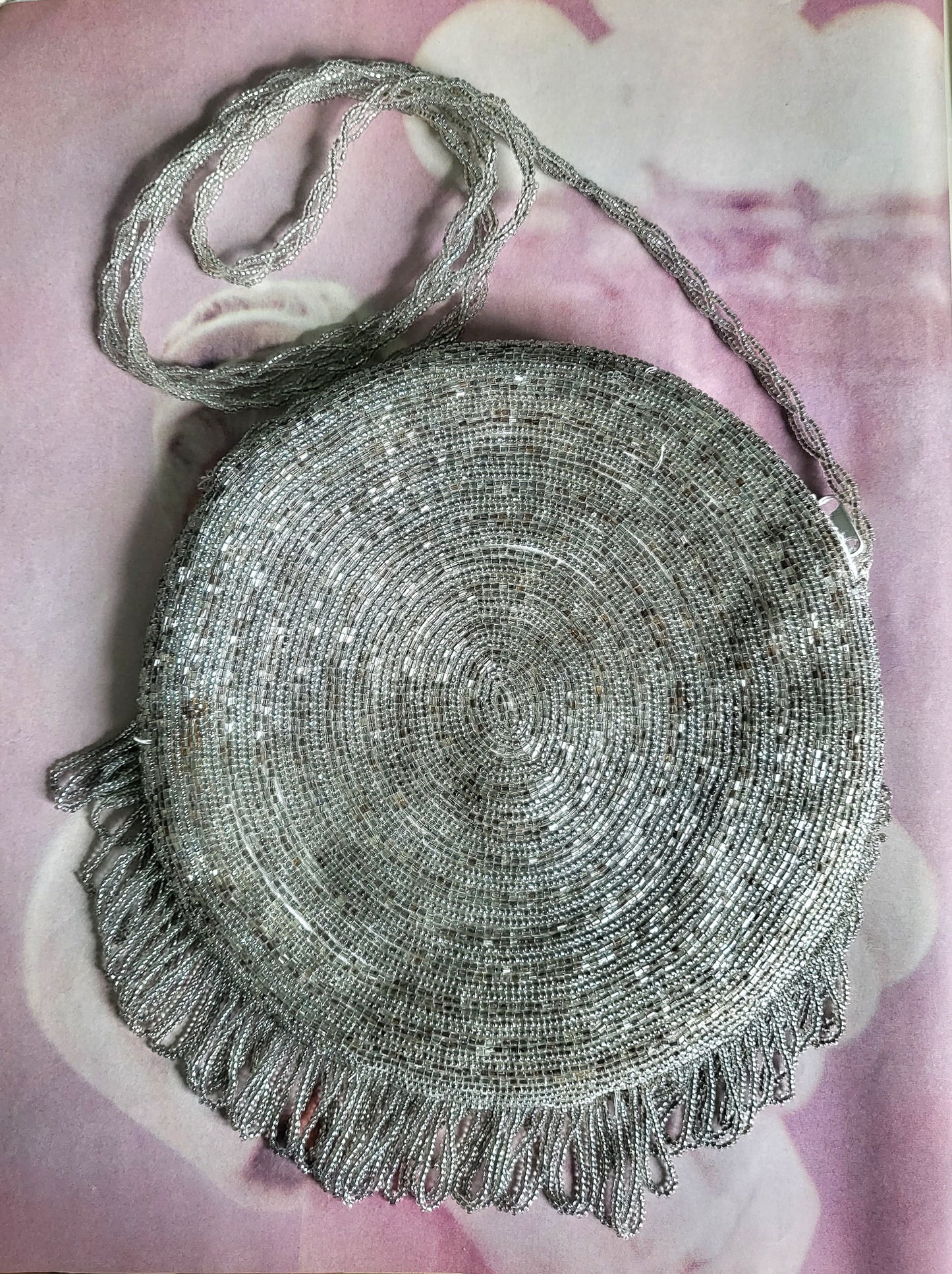 STYLE 2012 - Vintage La Regale Silver Round Deco Beaded Evening Bag