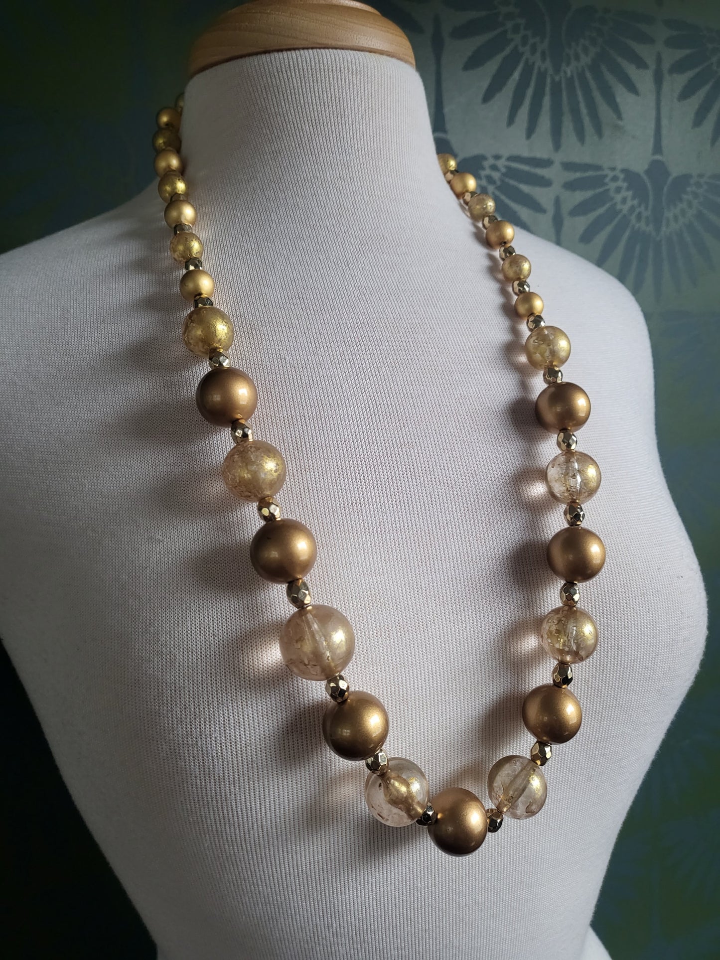 Vintage Large Golden Bead Necklace