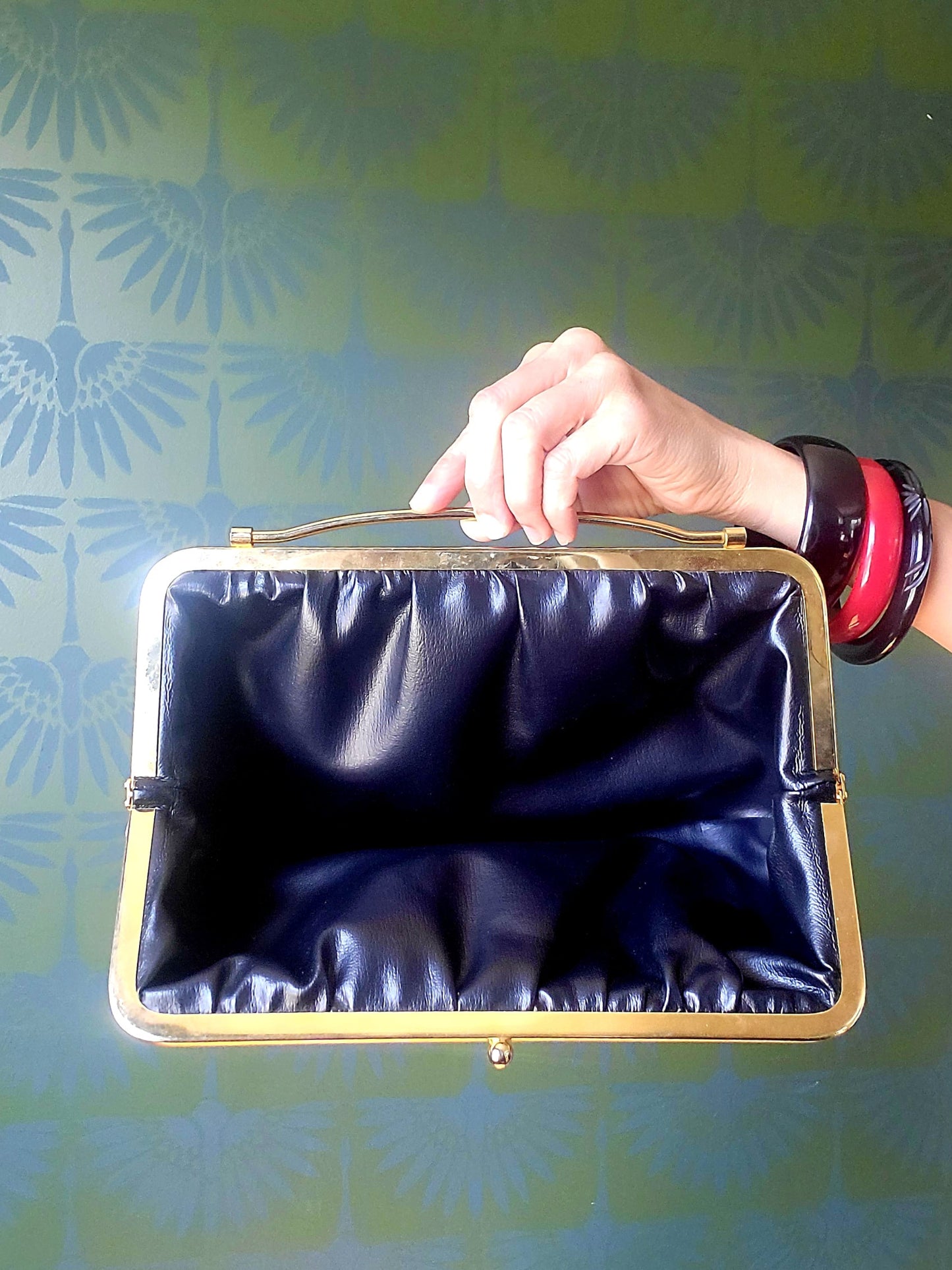 SOLD - Vintage Black and White Reversible Clutch