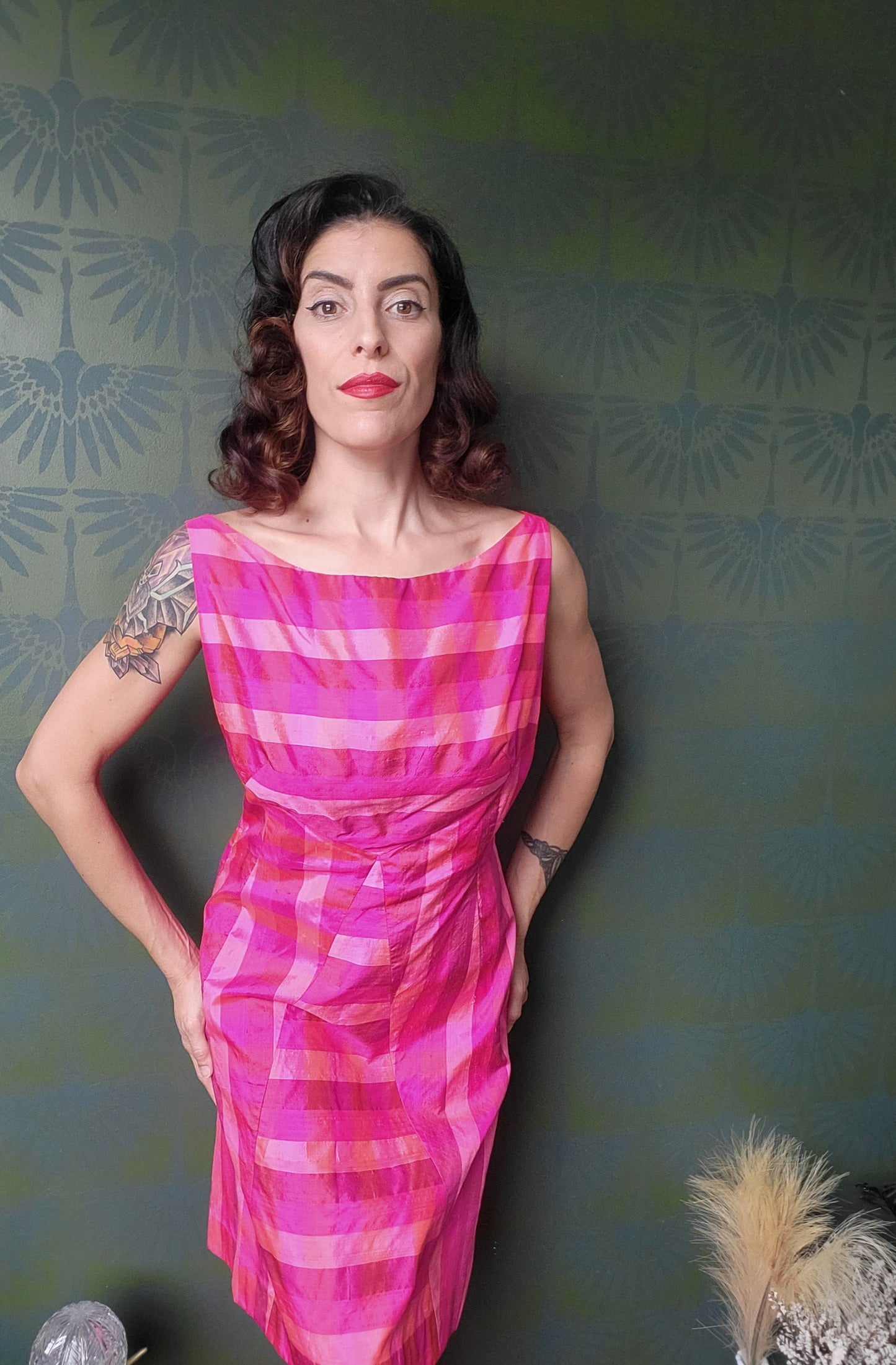 SOLD - Vintage 1960's Vibrant Magenta Cocktail Dress