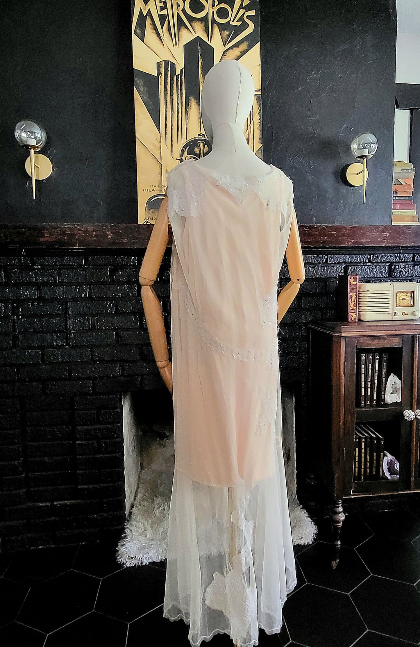 STYLE 1005 - Vintage "Newport News" 1920's Style Drop Waist Ivory Wedding Gown