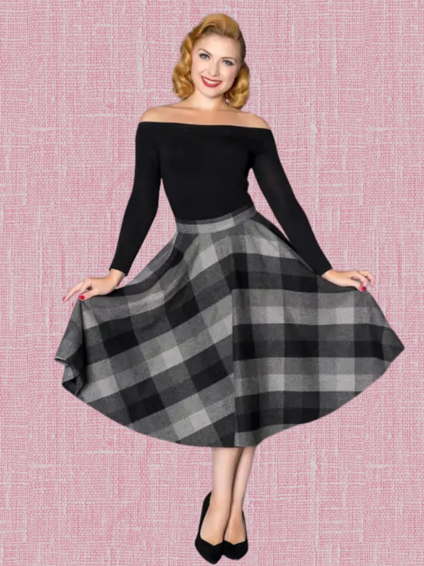 Sophie Grey & Black Swing Skirt