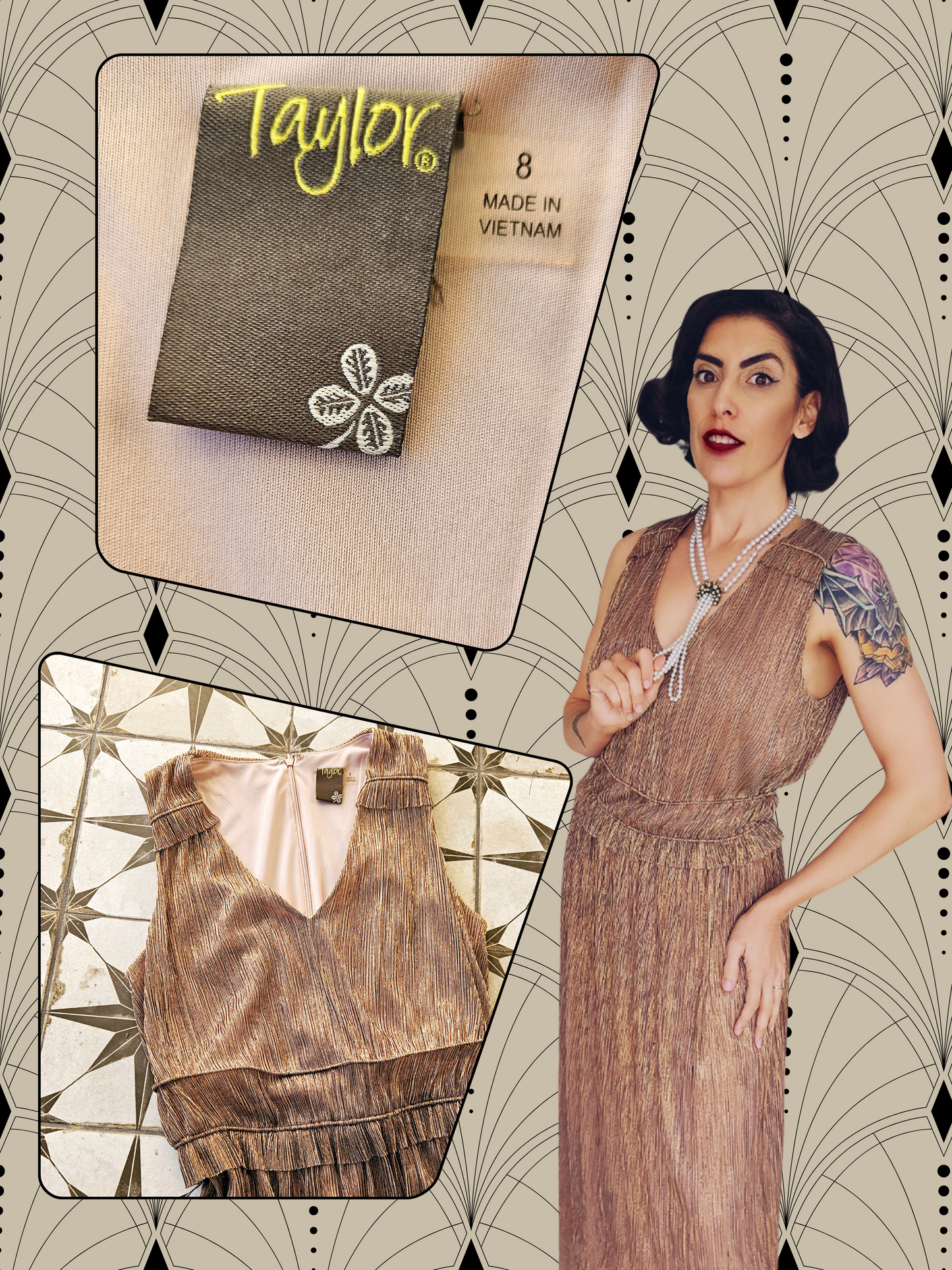 STYLE 1046 - 1920's Style "Taylor" Bronze Grecian Dress