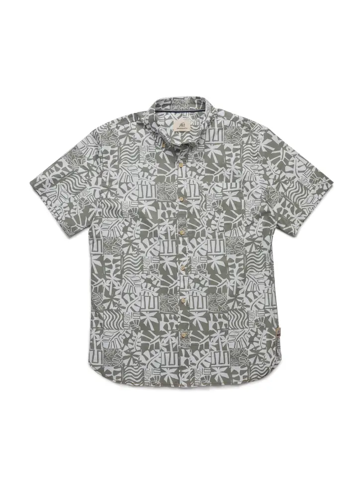 Joey Geo Leaf Printed Pocket Shirt - Seagrass