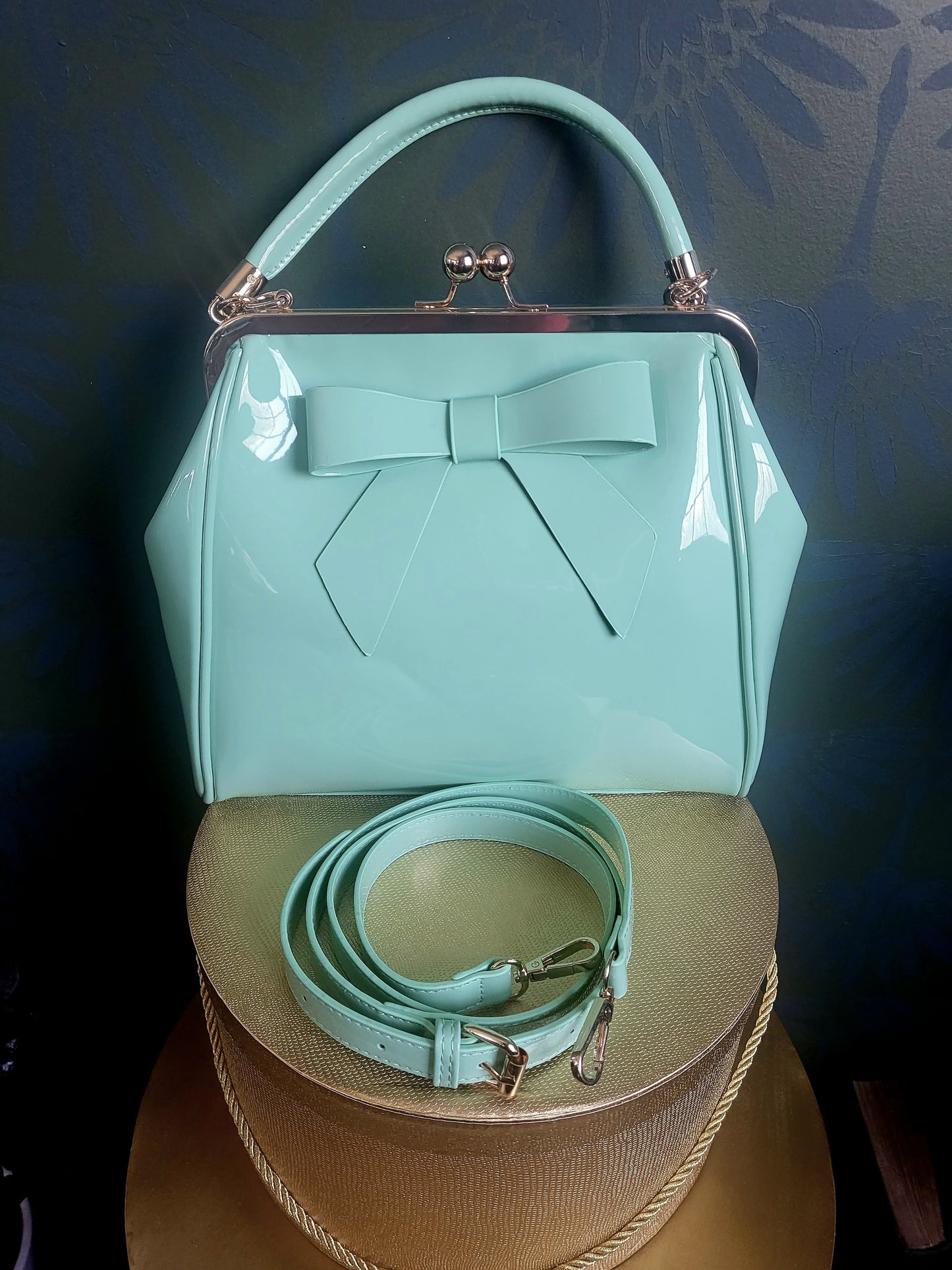 Vintage Style Handbag with Bow - Mint