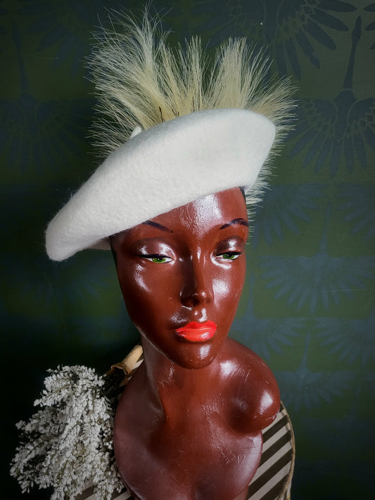 HAT91 - Vintage Style Beret (Ivory)