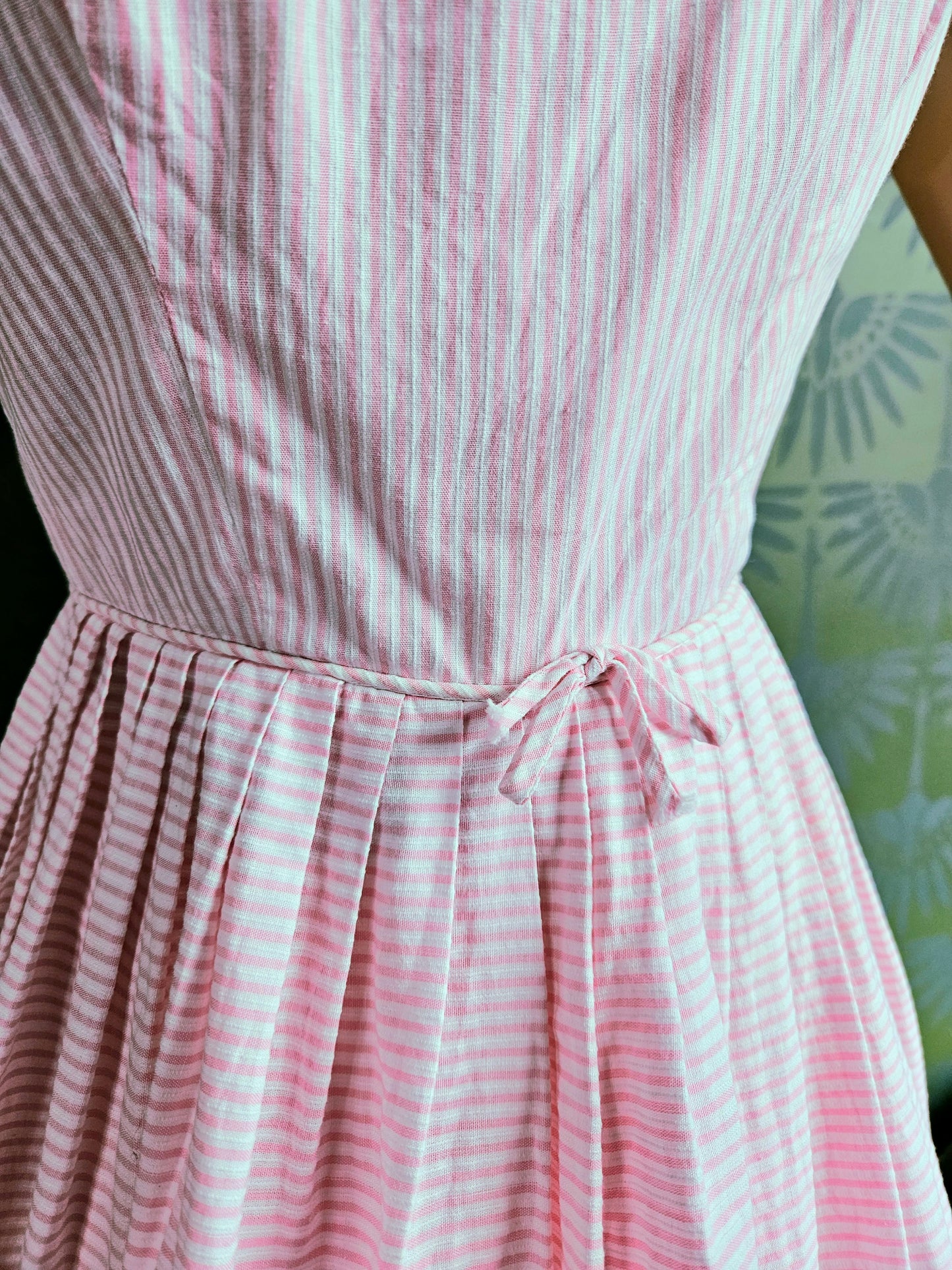 SOLD - Vintage 1950's Pink Striped Fit & Flare