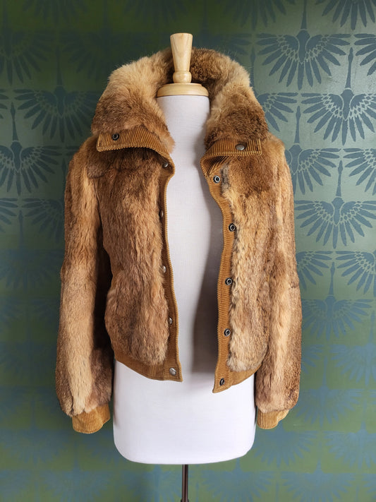 SOLD - Vintage 1970's Chestnut Rabbit Fur Jacket