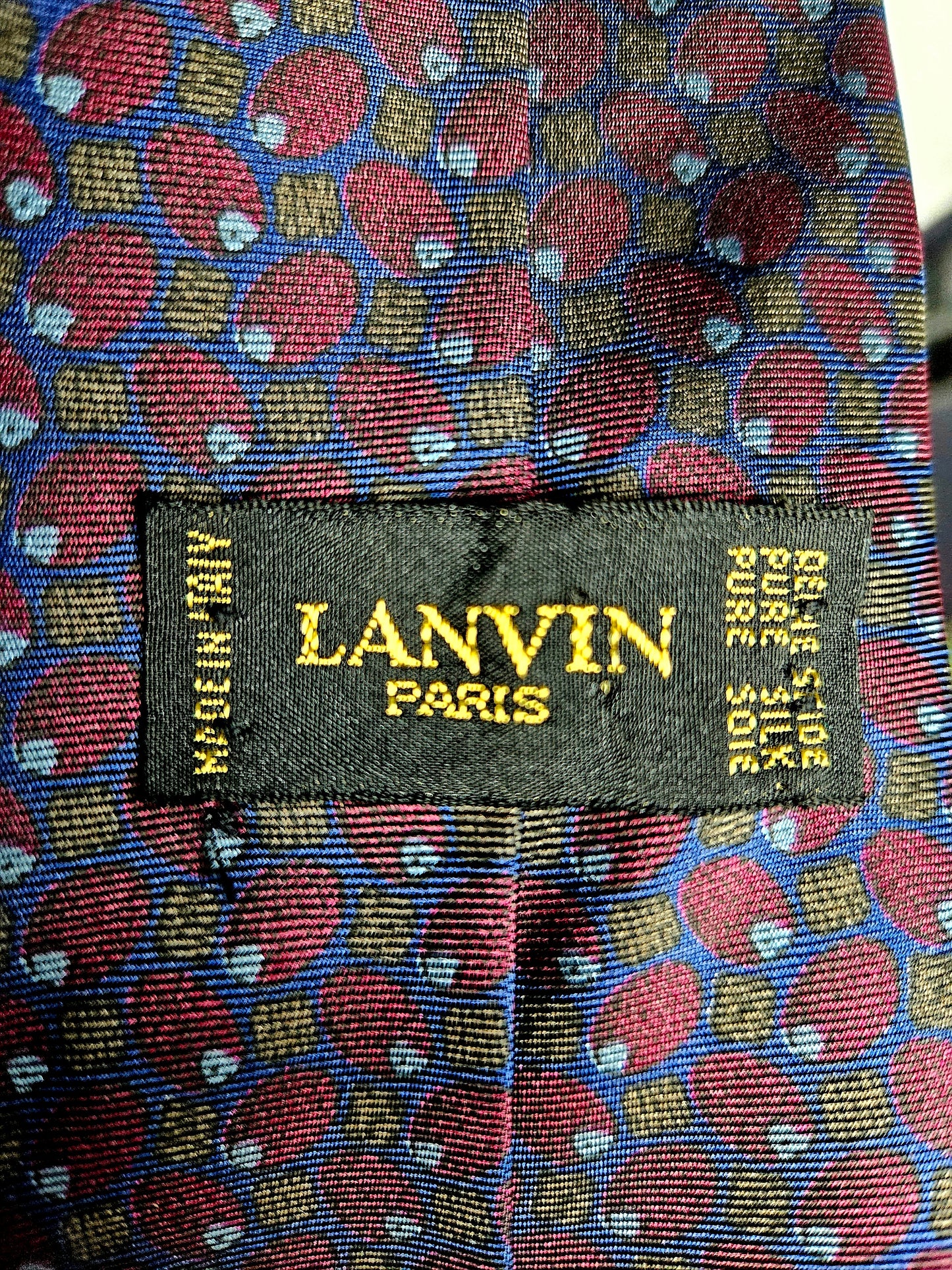 Style 3036 - Vintage " Lanvin of Paris" Abstract Dot Navy Neck Tie