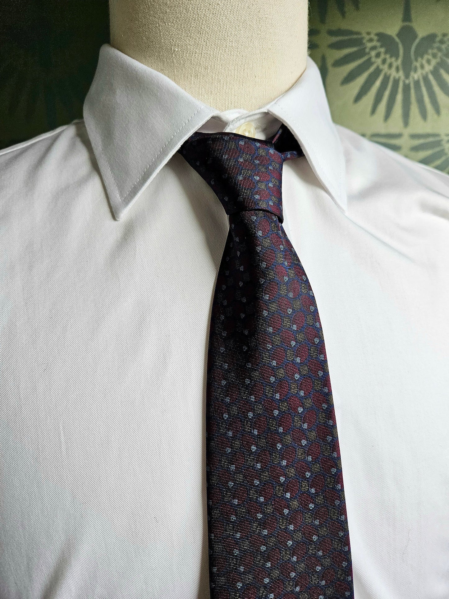 Style 3036 - Vintage " Lanvin of Paris" Abstract Dot Navy Neck Tie