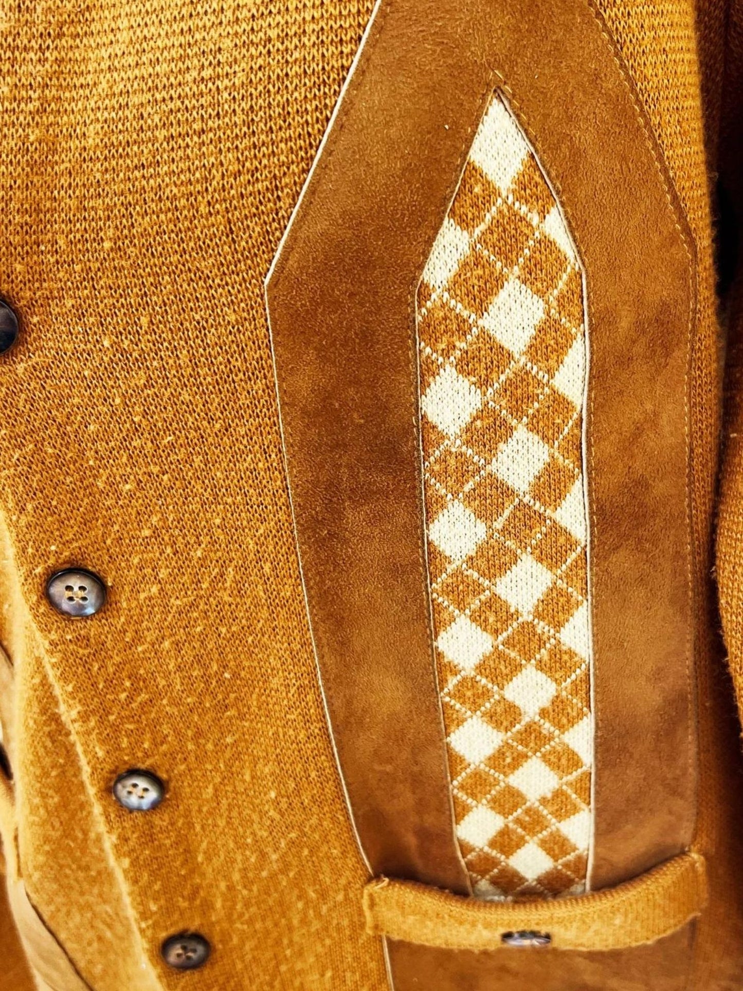 SOLD - Vintage 1950's - 1960's "Puritan Double Knit" Turmeric Mod Cardigan