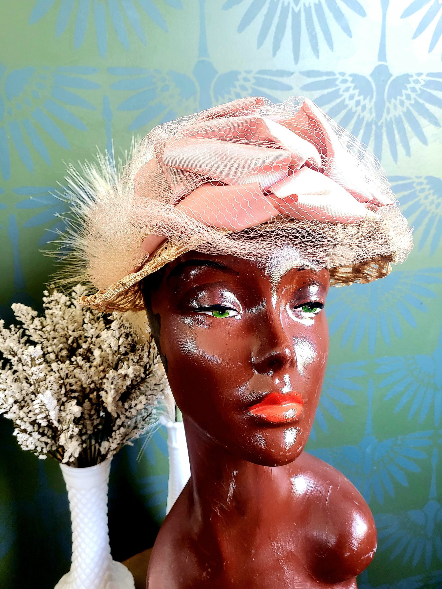 HAT30 - Vintage 1950's Woven Ribbon Open Crown Topper