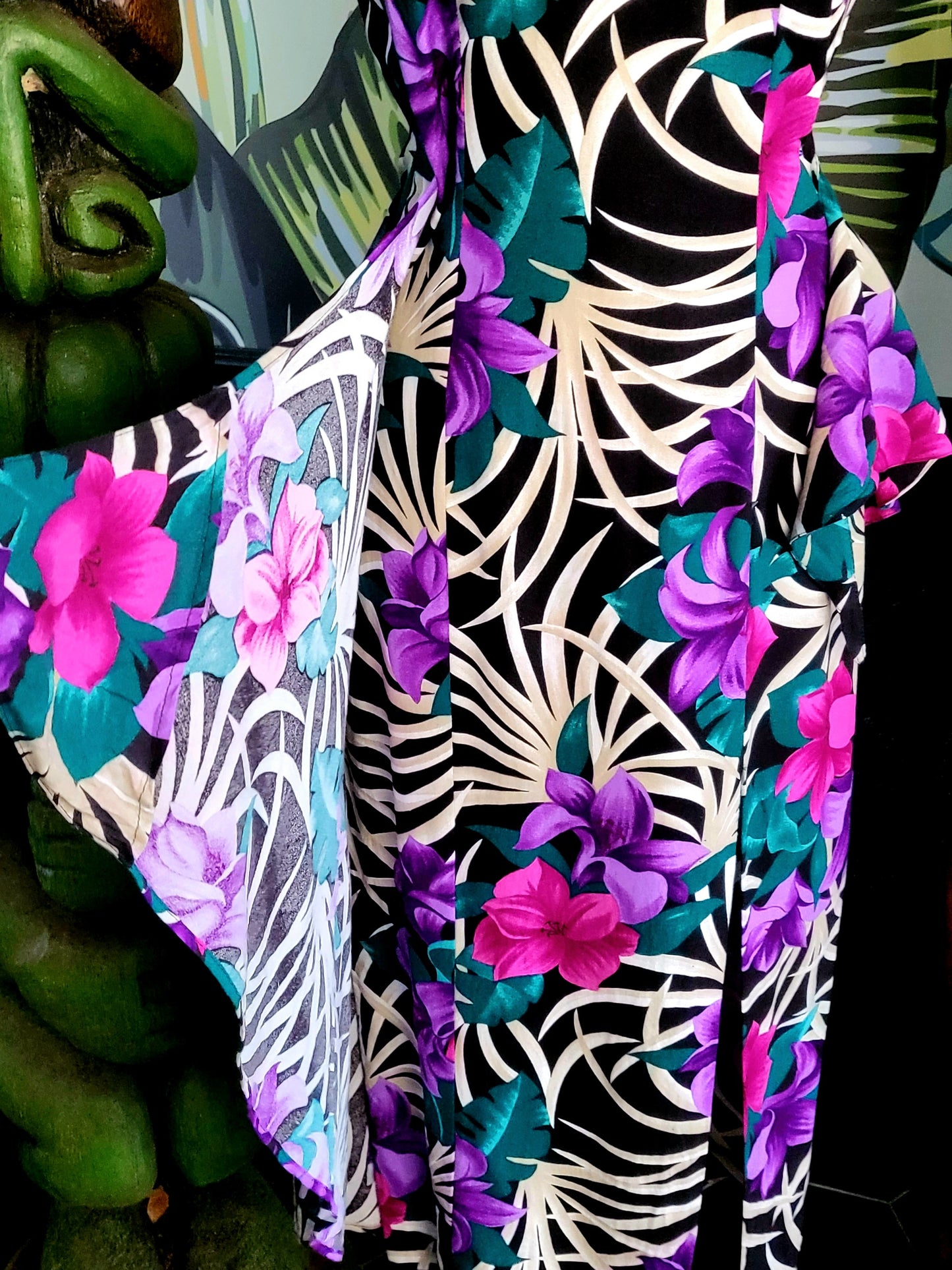 SOLD - Vintage 1980's Does 1940's "S.L. Fashions" Tropical Sarong Dress