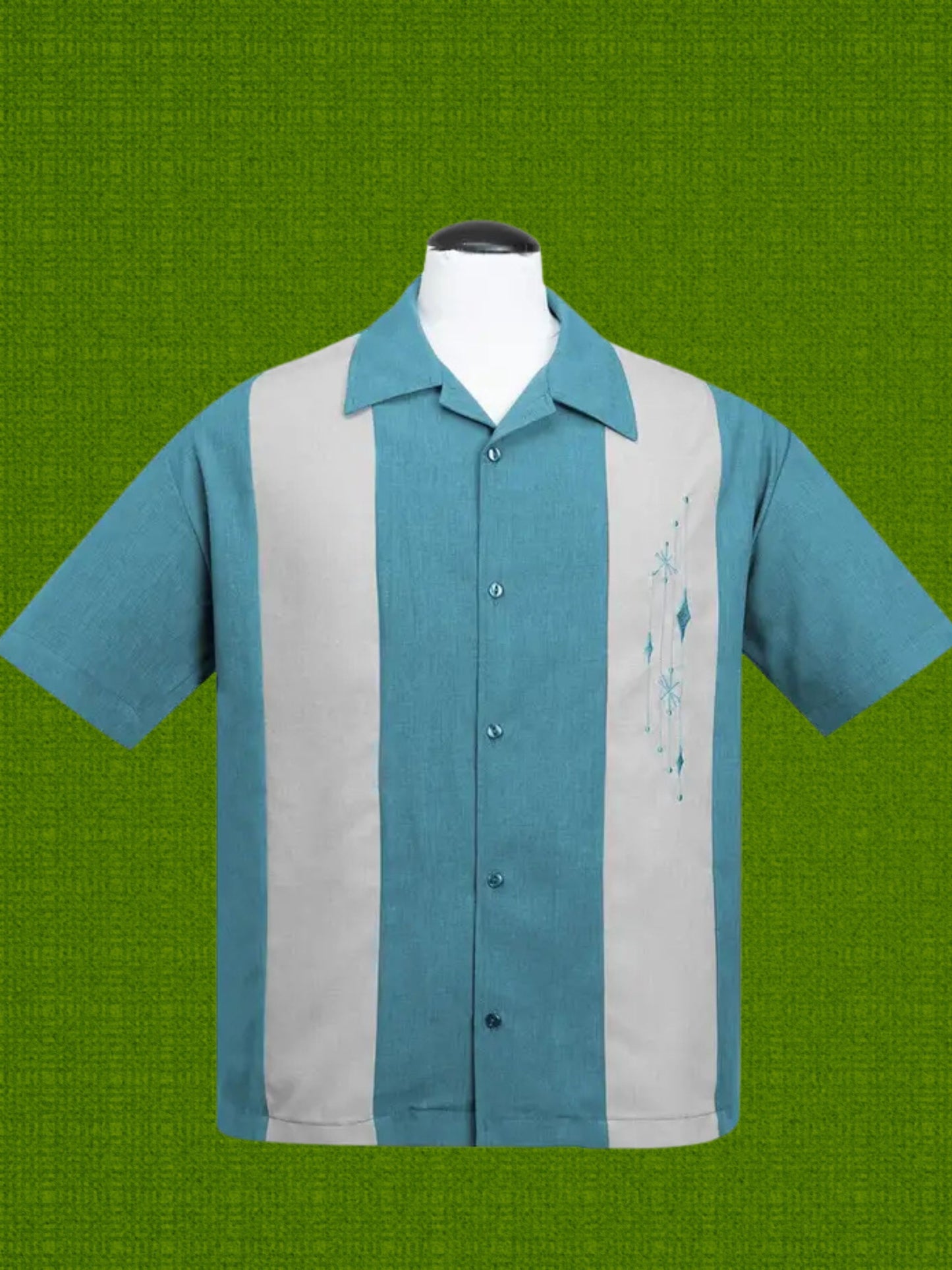 Style 5056 - Bowling Shirt in Pacific/Silver