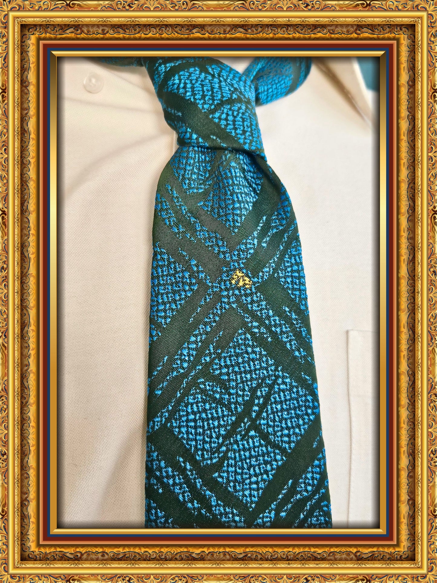 Style 3020 - Vintage Teal & Green Tiki Palm Tie