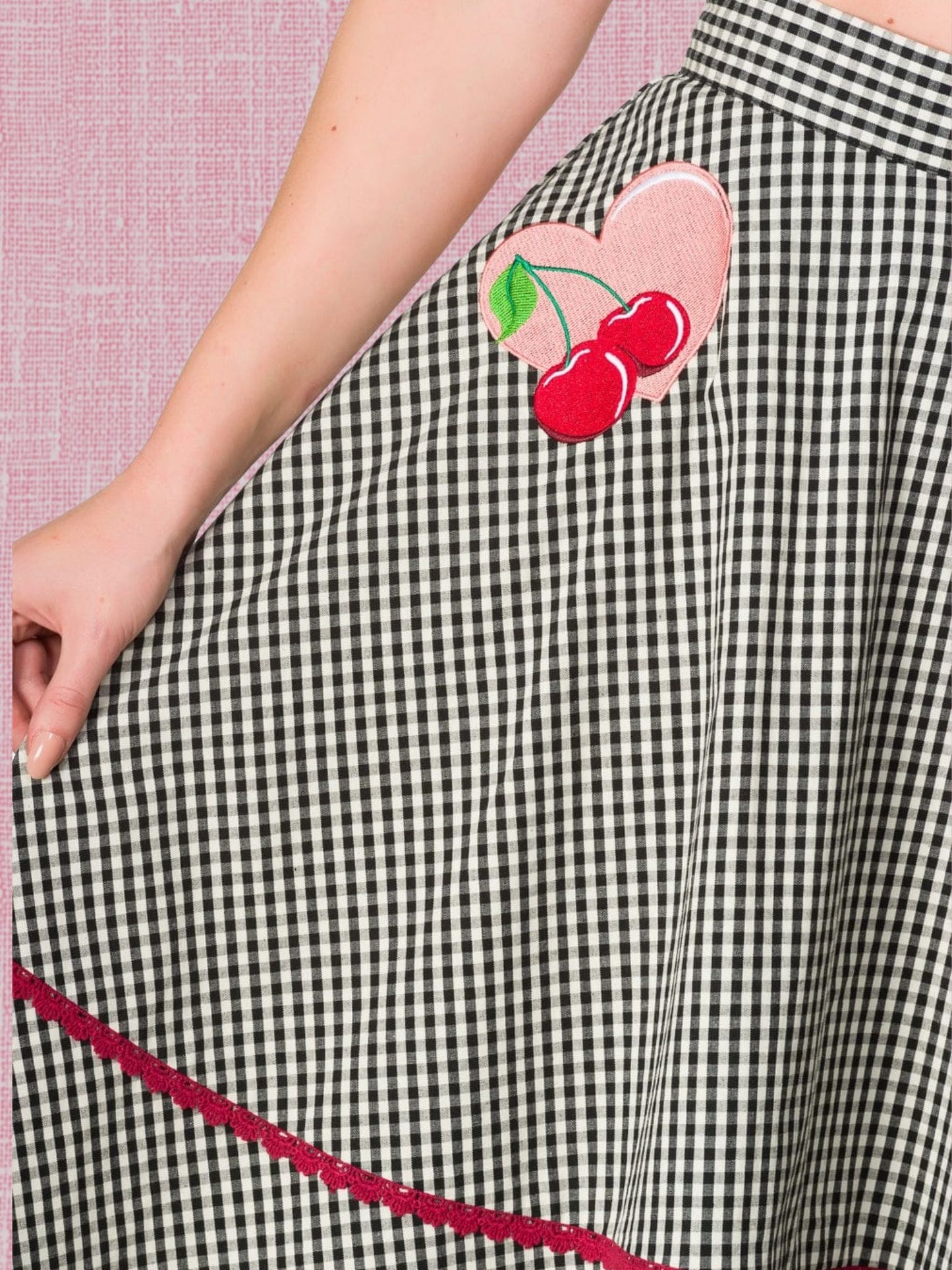 Gingham Swing Skirt -Hearts & Roses