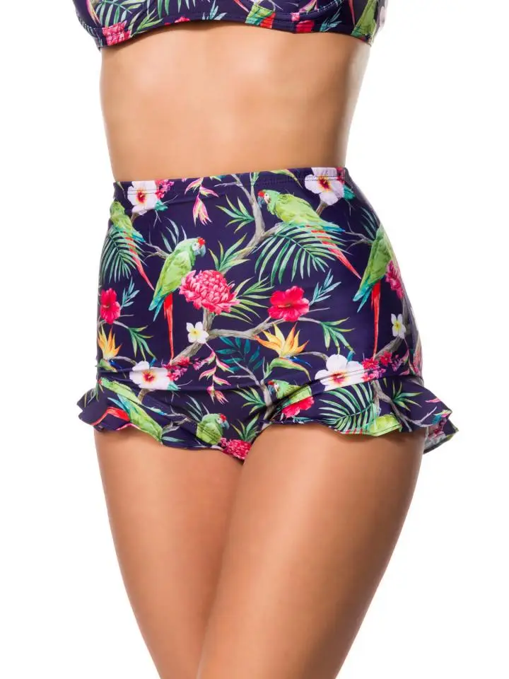 Retro Tropical Bikini Bottoms - Dark Blue