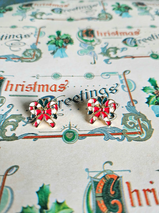 SOLD - Vintage Candy Cane Earrings (Pierced)