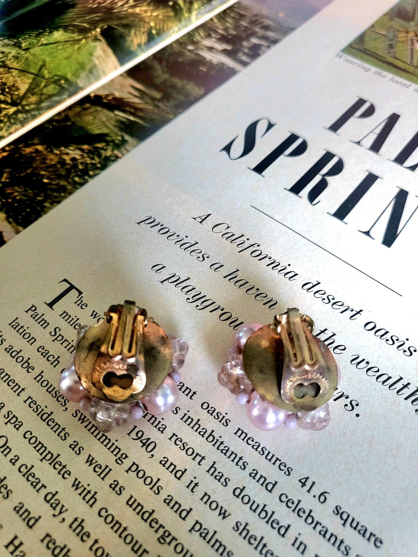 SOLD - Vintage Blush Pink Beaded Studs (Clip-on)