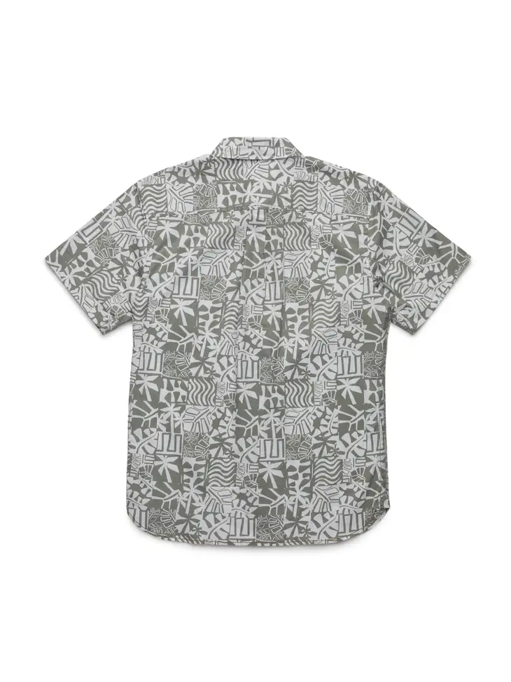 Joey Geo Leaf Printed Pocket Shirt - Seagrass